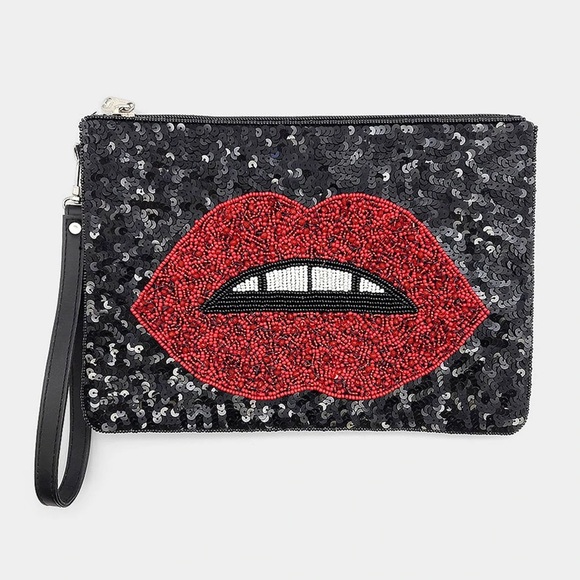 Bead Sequin lip clutch - Picture 14 of 15